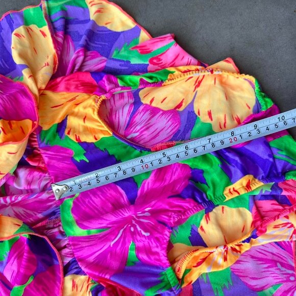 90s vintage blue and green bikini set with a Hawaiian print - Picture 8 of 8